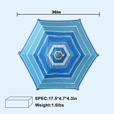Super Lightweight Clip On Chair Parasol With Heavy Duty Universal Clamp UPF 50 Plus UV Protection Portable Cool Beach Shade, 36in hexagonal design.