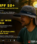 Cooling Sun Hat With Neck Flap For Men And Women, breathable wide brim, UV protection, instant cooling tech, khaki M/L
