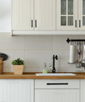 Two Pack Matte Black Cabinet Pulls With 12.6 Inch 320mm Hole Centers on kitchen cabinets, modern hardware upgrade