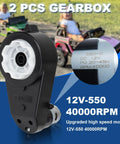 Two Pack 12V RS550 High Speed Motor Gearbox 40000RPM Upgrade for Kids Ride On Cars and Toys Replacement Parts with Drive Engine
