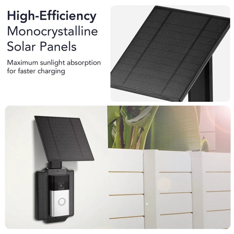 Universal Solar Charger For Ring Battery Doorbell Series And Wyze Wireless Video Doorbell Pro, installed outdoors, 2.5W panel