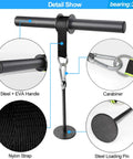 Grip Gains Forearm Wrist Roller Exerciser for Strength Training and Rehab at Home or Gym showing steel handle and nylon strap