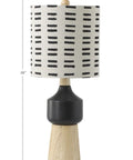 Natural Wood And Black Ceramic Table Lamp With Linen Mudcloth Shade, Rotary Switch, 60W Max, Dope Sleek Modern Home Decor Light