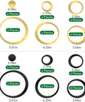72 Piece Acrylic Circle Mirror Wall Stickers Set In Silver Black And Gold Removable Round Wall Decor Decals size chart display
