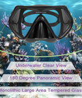 Complete Snorkeling And Diving Gear Package Set For Adults with black anti fog mask and tempered glass lens