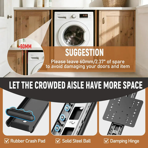 Pocket Door Kit With Inset Sliding Hardware For Hidden Cabinets 14 Inch Pocket Door System space saving feature details