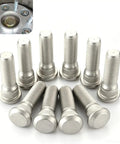 Heavy Duty Rock Solid Wheel Studs M12 By 1.5 Thread 49 Millimeter Long Steel Lug Bolts Rustproof OEM Replacement Auto Parts silver finish set of ten.