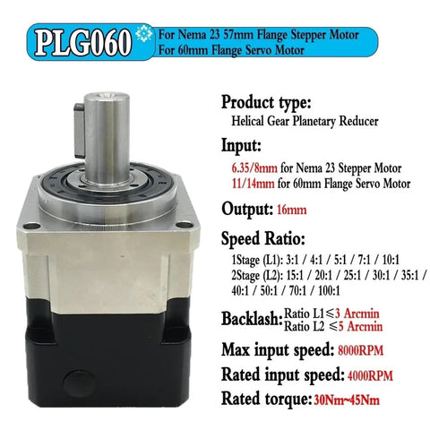 Kickass High Precision Planetary Gearbox Featuring Helical Gears And 3 Arcmin Backlash Fit For Nema 23 And 34 Servo Motors 3 To 100 Ratio image showcasing a compact helical gear planetary reducer.