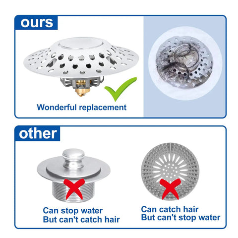 Comparison of Universal Bathtub Stopper and Hair Catcher Kit for USA Standard Drains with other stoppers and hair catchers.