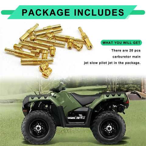 Carburetor Jet Kit 20 Piece Brass Main And Slow Pilot Jet Set For Scooters ATVs Karts And GY6 Engines 125cc 150cc 200cc 250cc Easy Tune Up Performance Bolt On