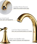 Solid Brass Widespread Bathroom Faucet With High Arc Deck Mount, 3-Hole 2-Handle Lavatory Faucet, Ceramic Valve, Nickel Plated Finish