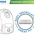 Three Pack Premium Vacuum HEPA Filter Set For Miele S Series And Compact Canister Models next to vacuum diagram