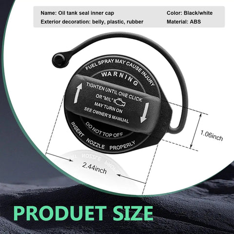 Durable Fuel Tank Cap Replacement For Volkswagen And Audi Black Gas Filler Cap 5C0201550T 5Q0201550L with size measurements