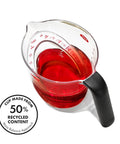 Angled 2 Cup Measuring Cup With Easy Read From Above Measurements filled with red liquid, BPA Free Tritan Renew, soft non-slip handle