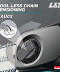 18V LXT Brushless Cordless Extendable Pole Saw tool-less chain tensioning feature, split shaft for easy length change