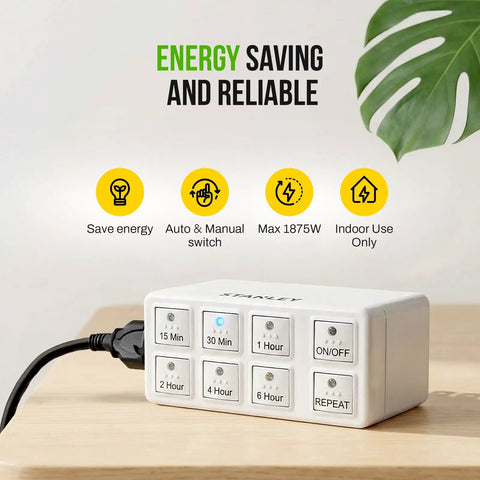 TimerMax Indoor Countdown Timer With One Outlet Six Handy Presets Like 15 Min 30 Min 1 Hr 2 Hr 4 Hr 6 Hr Auto Repeat Each Day