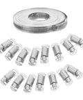Heavy Duty Stainless Steel Hose Clamp Roll Kit With Cut To Fit Reusable Bands And Separable Design For Weatherproof Duct Venting Solutions That Kill Leaks And Handle Intense Mechanical Pressure Like A Boss, stainless steel band and clamps