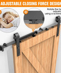 Soft Close Barn Door Kit For Sliding Systems And Flat Track With Buffer Damper Anti Slam Mechanism Quiet Operation 88 To 132 Lb Per Door Hole Free Upgrade Version Heavy Duty Set Of Two Premium Quality shown installed on wooden door with adjustable closing force design.
