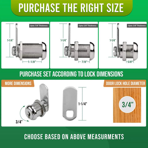 7/8 Inch Disc Tumbler Cam Lock Chrome Finish Keyed Alike 4 Pack With 2 Keys Keycode 644 dimensions and installation guide