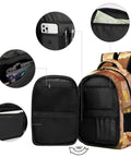 Farmhouse Lamb Print Backpack For Everyday Carry, interior view showing compartments and smooth zipper, unisex daypack.