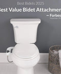 SlimEdge Non Electric Bidet Attachment For Toilet With Dual Front And Rear Nozzles installed on white toilet