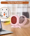 Cozy 1500W Desk Heater With PTC Ceramic Heating, Two Gear Adjustable, Tip Over And Overheat Protection in pink on desk