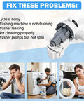Direct Fit Washer Drain Pump Replacement For W11399437 W11259498 B25-3A04 4961028 AP6974144 PS12731241 EAP12731241 Compatible With Whirlpool Kenmore Maytag Crosley Washing Machines No Fuss Easy Install fixing common washer problems