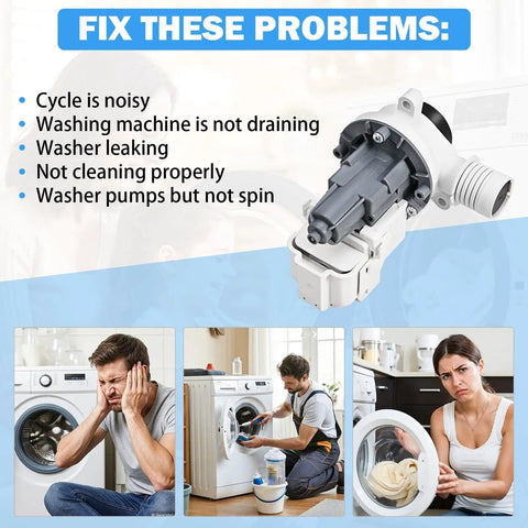 Direct Fit Washer Drain Pump Replacement For W11399437 W11259498 B25-3A04 4961028 AP6974144 PS12731241 EAP12731241 Compatible With Whirlpool Kenmore Maytag Crosley Washing Machines No Fuss Easy Install fixing common washer problems