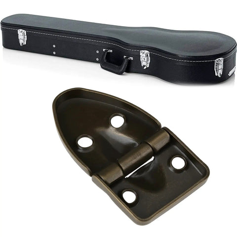 2 Pcs Bronze 90 Degree Flip Hinges For Guitar Cases And Piano Cabinets Music Box Hardware With Smooth Action That Fits Like A Glove For Your Sweet Instrument Setup And DIY Creations on a black guitar case.