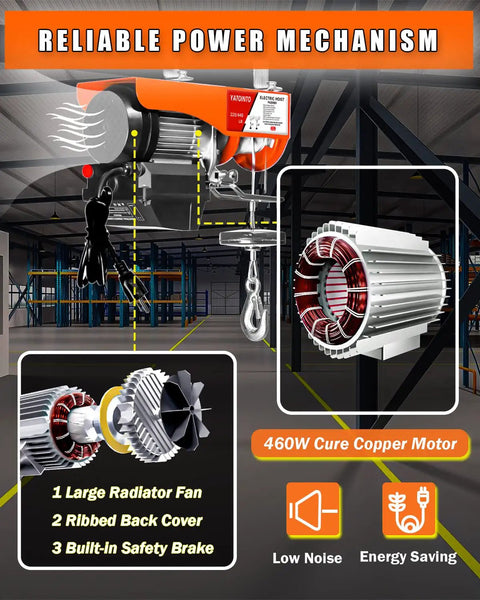 Electric Hoist With Wireless Remote Control 440 880 1320 2200 Lbs Lift Capacity For Garage Ceiling Crane Zinc Plated Steel Hoist