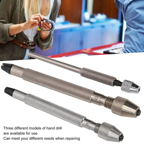 Slick 3-Pc Pin Vise Hand Drill Set for Watch Repair. Three precision hand drills with metal clamps, 8.1 to 10 cm, for watchmakers.