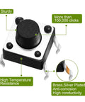 6x6mm Tactile Push Button Switch Kit With 4 Pins Micro Momentary SPST NO Ideal For Breadboard Arduino PCB Prototyping