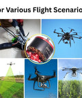 Collage showing 4 Pack 3115 900KV Drone Motors For 4-8S LiPo in various flight scenarios with different drones and environments.