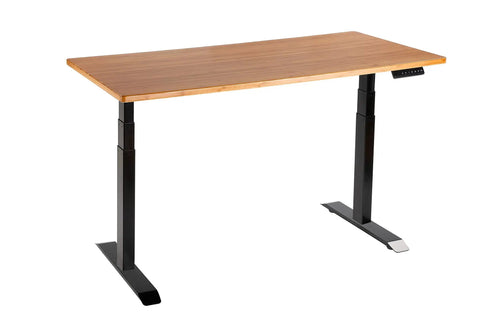 Electric Stand Up Desk Frame With Dual Motor And Three Stage Lifting For Smooth Height Adjustment Includes Four Memory Preset Keypad fits a oak top and heavy duty steel base.