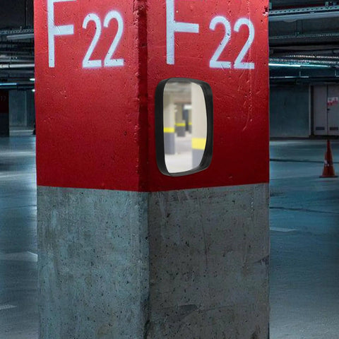 Wide Angle Convex Safety Mirror For Warehouse Parking Garage Driveway Blind Spot Coverage Beat Up Resistant Shell on wall.