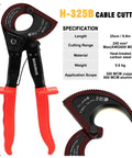 Ratcheting Cable Wire Cutter Heavy Duty Tool For Copper And Aluminum Wiring With Tough As Nails Grip Handles Thick Cables Without Breaking A Sweat Plus Professional Precision Blade For Clean Electrical Projects Daily, showing blade and grip.