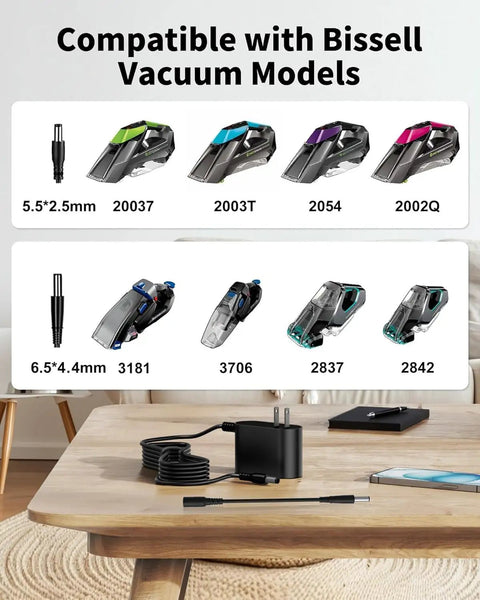 Compatible Bissell vacuum models with 10V Charger For Bissell Pet Stain Eraser Cordless Handheld Carpet Cleaner Power Adapter.