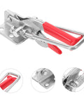Heavy Duty Rubber T Handle Draw Latches with Flexible Grip for Hood Locking and High Load Capacity in stainless steel with red grip