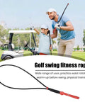 Father and son with Golf Swing Rope Trainer for Warm Up And Power Pro Level Practice Rope For Golfers Boost Swing Speed Tempo And Precision Includes Handy Storage Bag Red by golf cart