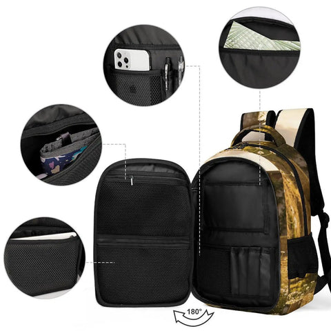 Sunset Daisy Barn Farm Printed Unisex Backpack with large capacity and compartments for everyday travel accessories