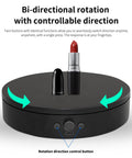 Foxvee 360 Degree Silent Rotating Display Stand Speed Adjustable Motorized Turntable Bidirectional Spinning Base for lipstick demonstration