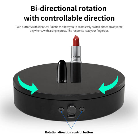 Foxvee 360 Degree Silent Rotating Display Stand Speed Adjustable Motorized Turntable Bidirectional Spinning Base for lipstick demonstration