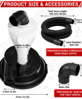 Image of Dual Cyclone Dust Separator for Shop Vac with 1m hose and specifications, shown with adapters for woodworking cleanup.