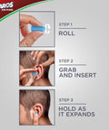Steps showing how to use Xtreme Protection Series Ear Plugs 56 Pairs Disposable Foam NRR 32 Noise Reduction for Work.