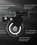 Close-up view of 1.5 Inch Swivel Caster Wheel Set Of 4 With Brakes For Furniture, showcasing steel core, rubber caster, and lock mechanism.