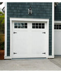 Tough Heavy Duty 4 Inch T Hinges Set Of 6 Black Iron Hinges For Gates Fences And Barn Doors on a white garage door