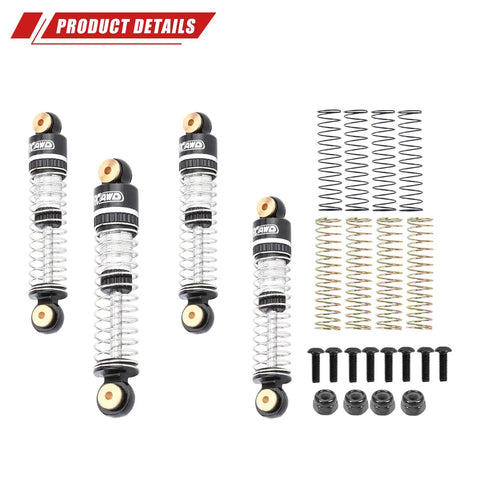 47mm SCX24 Shocks With Oil Type And Body Clips Upgrade Kit For Axial One Twenty Four SCX24 AX24 XC1 4WS Crawler Silver