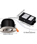 Dimensions of 3 Inch Gimbal LED Recessed Lights With J-Box, 7W, Dimmable, CRI 90 Plus, Airtight Angled Eyeball Recessed Lighting