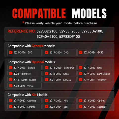Compatible models list for Top Shelf 433MHZ TPMS Sensor Kit Four Pack Pre Programmed Tire Pressure Monitoring System.