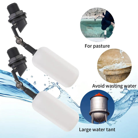 Auto Water Level Float Valve 1/2 Inch NPT Thread For Ponds Fountains And Livestock Troughs Adjustable Arm Plastic Float Ball Valve Set It And Forget It No Power Needed Water Filler And Level Controller in pasture and tank use